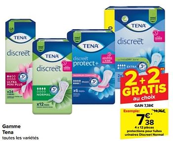 Promoties Protections pour fuites urinaires discreet normal - Tena - Geldig van 10/04/2024 tot 16/04/2024 bij Carrefour
