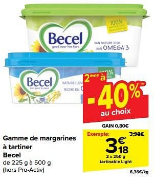 Promoties Tartinable light - Becel - Geldig van 10/04/2024 tot 16/04/2024 bij Carrefour