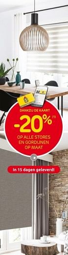 Promoties -20% op alle stores en gordijnen op maat - Huismerk - Brico - Geldig van 10/04/2024 tot 22/04/2024 bij Brico