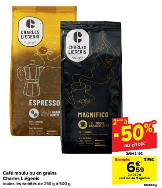 Promoties Café moulu magnifico - Charles Liegeois - Geldig van 10/04/2024 tot 16/04/2024 bij Carrefour