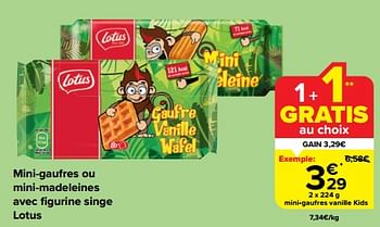 Promoties Mini-gaufres vanille kids - Lotus Bakeries - Geldig van 10/04/2024 tot 16/04/2024 bij Carrefour