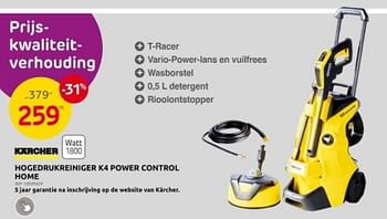 Promoties Kärcher hogedruereiniger k4 power control home - Kärcher - Geldig van 10/04/2024 tot 22/04/2024 bij Brico