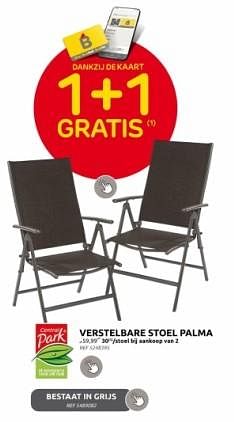 Promotions Verstelbare stoel palma - Central Park - Valide de 10/04/2024 à 22/04/2024 chez Brico