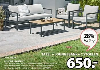 Promoties Bejstrup loungeset tafel + loungebank + 2 stoelen - Jutlandia - Geldig van 08/04/2024 tot 14/04/2024 bij Jysk