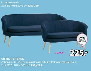 Promotions Gistrup zitbank 2-zit - Produit Maison - Jysk - Valide de 08/04/2024 à 14/04/2024 chez Jysk
