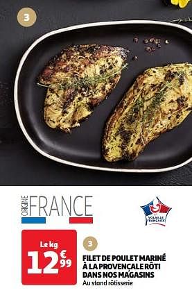 Promoties Filet de poulet mariné à la provençale rôti dans nos magasins - Huismerk - Auchan - Geldig van 09/04/2024 tot 15/04/2024 bij Auchan