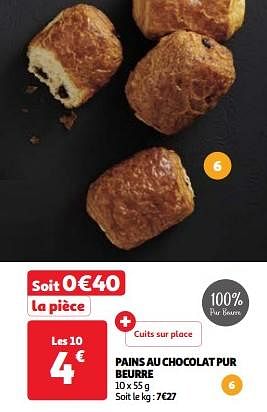 Promoties Pains au chocolat pur beurre - Huismerk - Auchan - Geldig van 09/04/2024 tot 15/04/2024 bij Auchan