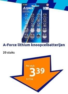 Promotions A-force lithium knoopcelbatterijen - A-force - Valide de 10/04/2024 à 16/04/2024 chez Action