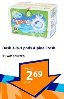 Promotions Dash 3-in-1 pods alpine fresh - Dash - Valide de 10/04/2024 à 16/04/2024 chez Action