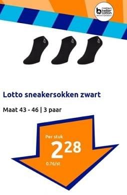Promoties Lotto sneakersokken zwart - Lotto - Geldig van 10/04/2024 tot 16/04/2024 bij Action