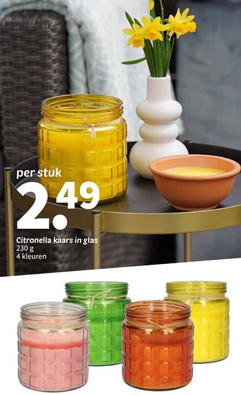 Promoties Citronella kaars in glas - Huismerk - Wibra - Geldig van 08/04/2024 tot 21/04/2024 bij Wibra