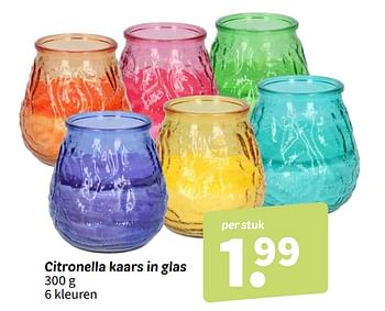 Promotions Citronella kaars in glas - Produit maison - Wibra - Valide de 08/04/2024 à 21/04/2024 chez Wibra