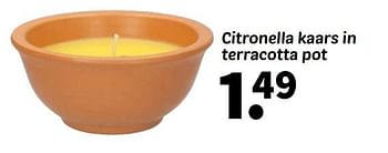 Promoties Citronella kaars in terracotta pot - Huismerk - Wibra - Geldig van 08/04/2024 tot 21/04/2024 bij Wibra