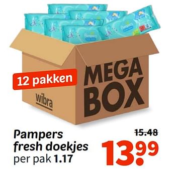 Promoties Pampers fresh doekjes - Pampers - Geldig van 08/04/2024 tot 21/04/2024 bij Wibra