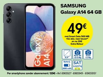 Promoties Samsung galaxy a14 64 gb - Samsung - Geldig van 02/04/2024 tot 01/05/2024 bij Carrefour
