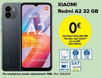 Promoties Xiaomi redmi a2 32 gb - Xiaomi - Geldig van 02/04/2024 tot 01/05/2024 bij Carrefour
