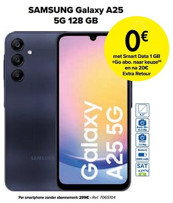 Promoties Samsung galaxy a25 5g 128 gb - Samsung - Geldig van 02/04/2024 tot 01/05/2024 bij Carrefour