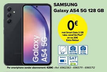 Promotions Samsung galaxy a54 5g 128 gb - Samsung - Valide de 02/04/2024 à 01/05/2024 chez Carrefour