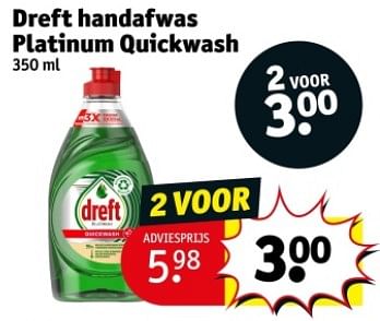 Promotions Dreft handafwas platinum quickwash - Dreft - Valide de 09/04/2024 à 21/04/2024 chez Kruidvat