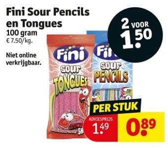 Promoties Fini sour pencils en tongues - Fini  - Geldig van 09/04/2024 tot 21/04/2024 bij Kruidvat