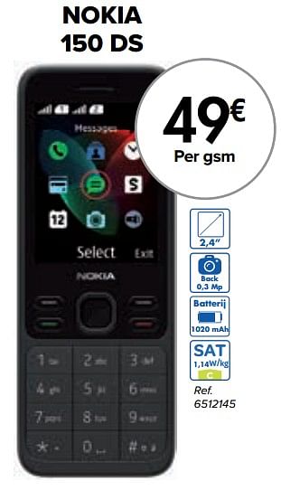 Promotions Nokia 150 ds - Nokia - Valide de 02/04/2024 à 01/05/2024 chez Carrefour