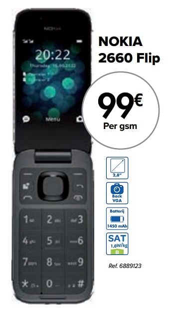 Promotions Nokia 2660 flip - Nokia - Valide de 02/04/2024 à 01/05/2024 chez Carrefour