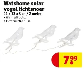 Promotions Watshome solar vogel lichtsnoer - Watshome - Valide de 09/04/2024 à 21/04/2024 chez Kruidvat