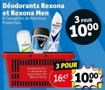 Promoties Déodorant en spray cotton 72h rexona - Rexona - Geldig van 09/04/2024 tot 21/04/2024 bij Kruidvat