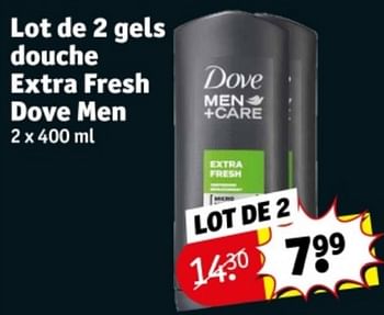 Promotions Lot de 2 gels douche extra fresh dove men - Dove - Valide de 09/04/2024 à 21/04/2024 chez Kruidvat