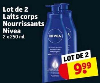 Promoties Lot de 2 laits corps nourrissants nivea - Nivea - Geldig van 09/04/2024 tot 21/04/2024 bij Kruidvat