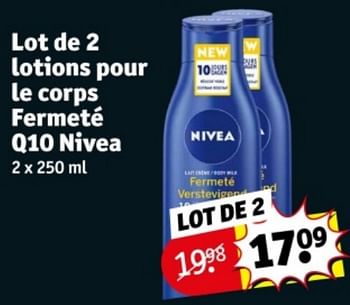 Promoties Lot de 2 lotions pour le corps fermeté q10 nivea - Nivea - Geldig van 09/04/2024 tot 21/04/2024 bij Kruidvat