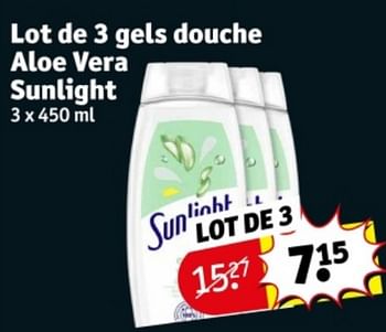 Promotions Lot de 3 gels douche aloe vera sunlight - Sunlight - Valide de 09/04/2024 à 21/04/2024 chez Kruidvat