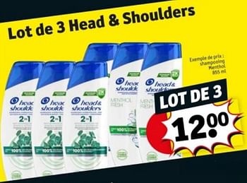 Promotions Shampooing menthol - Head & Shoulders - Valide de 09/04/2024 à 21/04/2024 chez Kruidvat