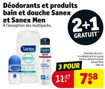 Promoties Déodorant en spray dermo active control sanex men - Sanex - Geldig van 09/04/2024 tot 21/04/2024 bij Kruidvat