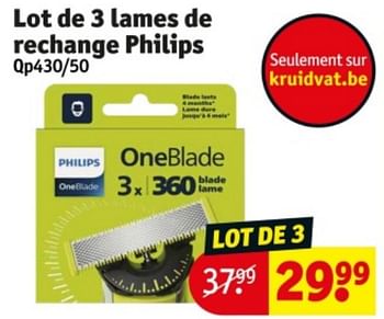 Promoties Lot de 3 lames de rechange philips - Philips - Geldig van 09/04/2024 tot 21/04/2024 bij Kruidvat