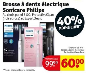 Promotions Philips brosse à dents électrique protection clean roze - Philips - Valide de 09/04/2024 à 21/04/2024 chez Kruidvat