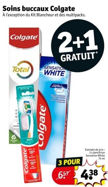 Promoties Dentifrice sensation white - Colgate - Geldig van 09/04/2024 tot 21/04/2024 bij Kruidvat