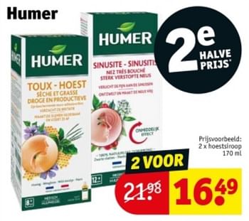 Promotions Hoestsiroop - Humer - Valide de 09/04/2024 à 21/04/2024 chez Kruidvat
