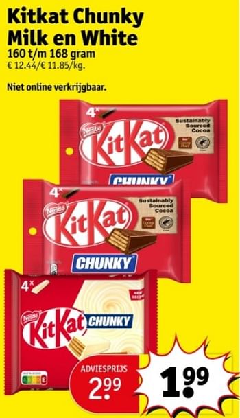 Promoties Kitkat chunky milk en white - Nestlé - Geldig van 09/04/2024 tot 21/04/2024 bij Kruidvat