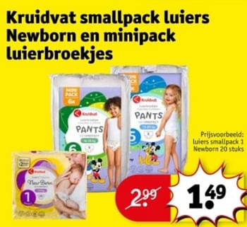 Promotions Luiers smallpack 1 newborn - Produit maison - Kruidvat - Valide de 09/04/2024 à 21/04/2024 chez Kruidvat