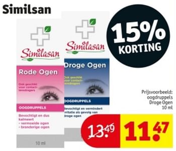 Promotions Oogdruppels droge ogen - Similasan - Valide de 09/04/2024 à 21/04/2024 chez Kruidvat