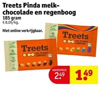 Promoties Treets pinda melkchocolade en regenboog - Treets - Geldig van 09/04/2024 tot 21/04/2024 bij Kruidvat