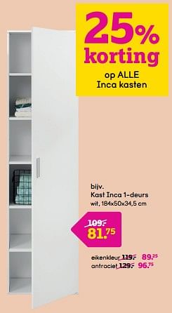 Promoties Kast inca 1 deurs - Huismerk - Leen Bakker - Geldig van 08/04/2024 tot 21/04/2024 bij Leen Bakker