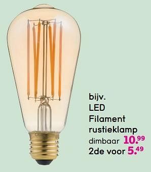 Promoties Led filament rustieklamp - Huismerk - Leen Bakker - Geldig van 08/04/2024 tot 21/04/2024 bij Leen Bakker