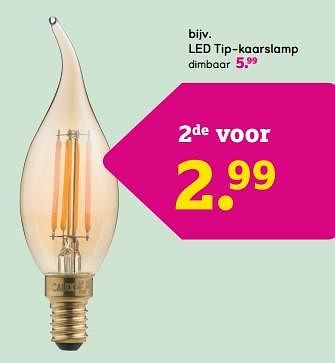 Promotions Led tip-kaarslamp - Produit maison - Leen Bakker - Valide de 08/04/2024 à 21/04/2024 chez Leen Bakker