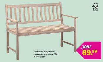 Promotions Tuinbank barcelona - Produit maison - Leen Bakker - Valide de 08/04/2024 à 21/04/2024 chez Leen Bakker