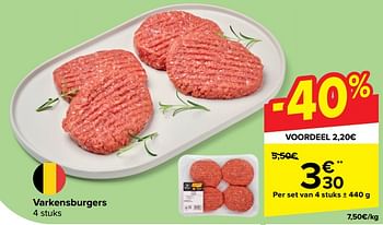Promotions Varkensburgers - Produit maison - Carrefour  - Valide de 10/04/2024 à 22/04/2024 chez Carrefour