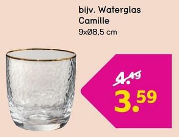 Promoties Waterglas camille - Huismerk - Leen Bakker - Geldig van 08/04/2024 tot 21/04/2024 bij Leen Bakker