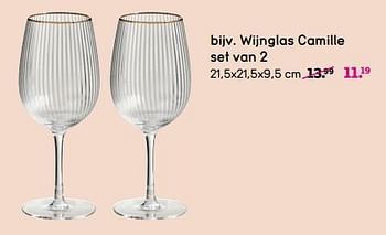 Promotions Wijnglas camille set van 2 - Produit maison - Leen Bakker - Valide de 08/04/2024 à 21/04/2024 chez Leen Bakker