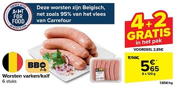 Promoties Worsten varken kalf - Huismerk - Carrefour  - Geldig van 10/04/2024 tot 22/04/2024 bij Carrefour